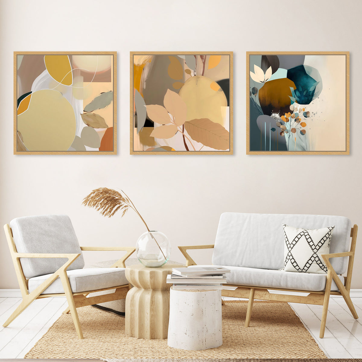Abstract Shaped Bliss, Art Trio, by Bella Eve – Zokis Canvas Art